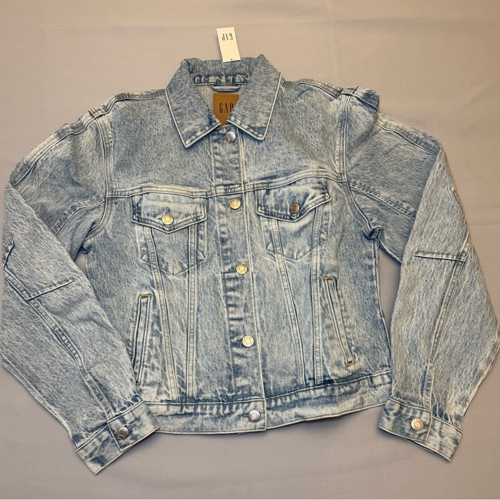 Gap Womens Light Wash Denim‎ Trucker Jacket Acid Wash Blue Size S 787839-00-1